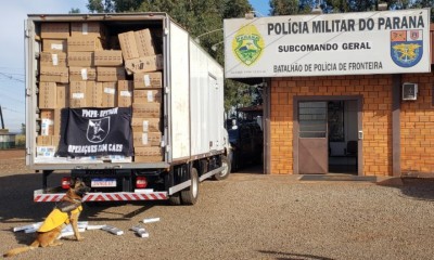 BPFRON APREENDE CAMINHÃO CARREGADO COM CIGARROS CONTRABANDEADOS EM MARECHAL CÂNDIDO DO RONDON