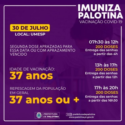 CORONAVÍRUS: Palotina volta aplicar 1ª dose da vacina contra a Covid-19