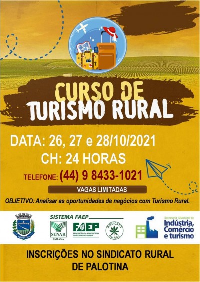 Curso de Turismo Rural acontecerá em Palotina