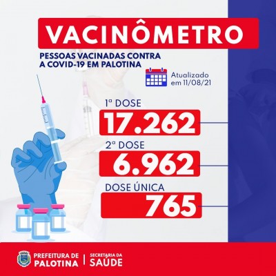 CORONAVÍRUS: Palotina já vacinou 53,94% da sua população contra a Covid-19