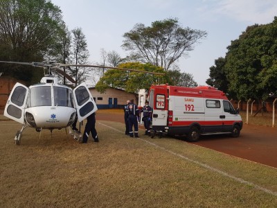 Palotina - Helicóptero do Consamu realiza transferência de paciente para Cascavel