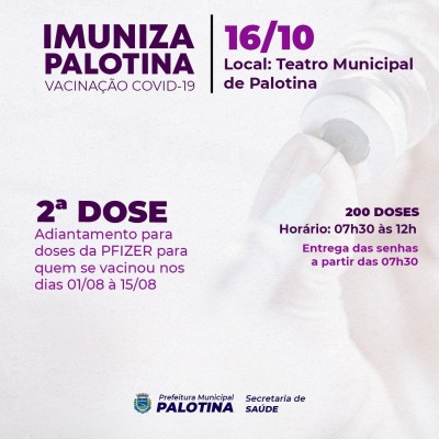COVID-19-Palotina vai adiantar a 2ª dose da vacina da Pfizer no sábado