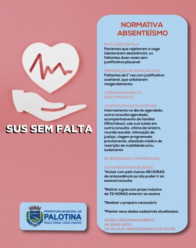 ‘SUS SEM FALTA’- Saúde de Palotina intensifica campanha contra o absenteísmo