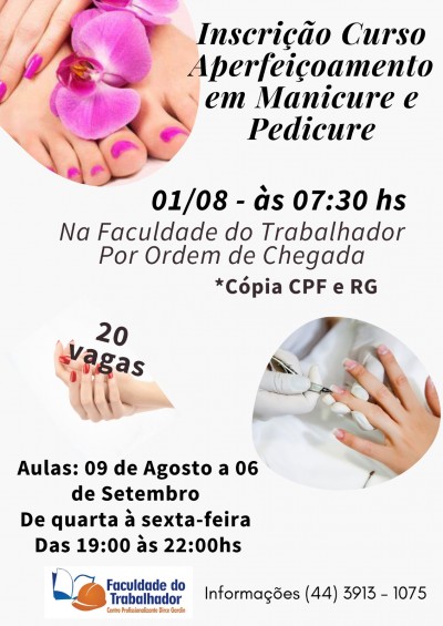 Ainda há vagas disponíveis para o Curso de Aperfeiçoamento em Manicure e Pedicure em Palotina