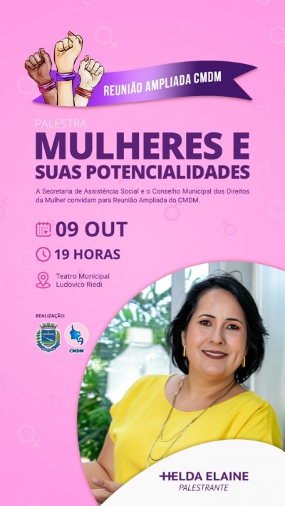 Palestra sobre as potencialidades das mulheres acontece hoje no Teatro Municipal