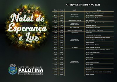 Natal de Esperança e Luz iluminará Palotina com programação especial