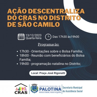 Prefeitura de Palotina promove ação descentralizada da CRAS no Distrito de São Camilo