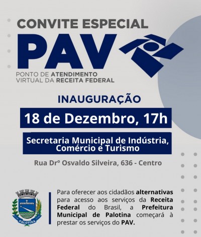 Posto Avançado de Atendimento Virtual da Receita Federal inaugura na segunda-feira, dia 18, em Palotina