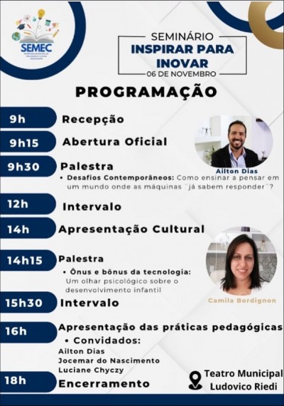 Palotina realiza seminário “Inspirar para Inovar” com foco na BNCC Computação e práticas pedagógicas inovadoras