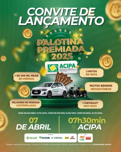 Acipa lançará Promoção Palotina Premiada 2025 no dia 7