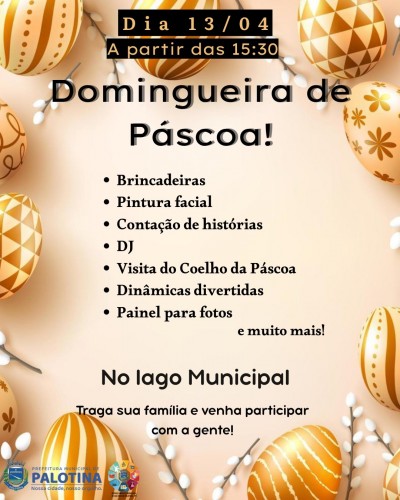 Domingueira de Páscoa será neste domingo no Lago Municipal de Palotina