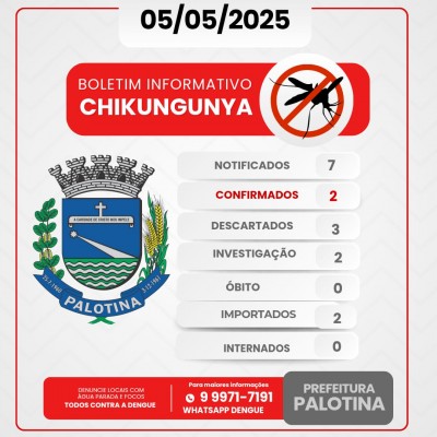 Palotina confirma segundo caso de chikungunya com histórico de infecção importada