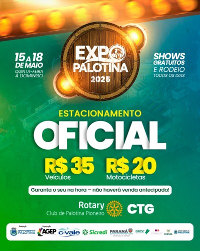 Estacionamento oficial da Expo Palotina será conduzido pelo Rotary Pioneiro e CTG Rancho Amigo 