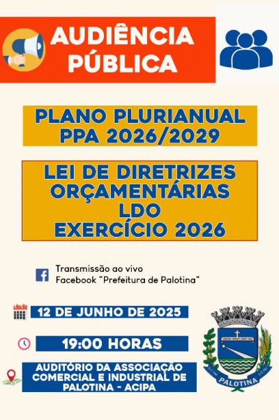 Prefeitura de Palotina realiza Audiência Pública para discutir o PPA 2026–2029 e a LDO 2026