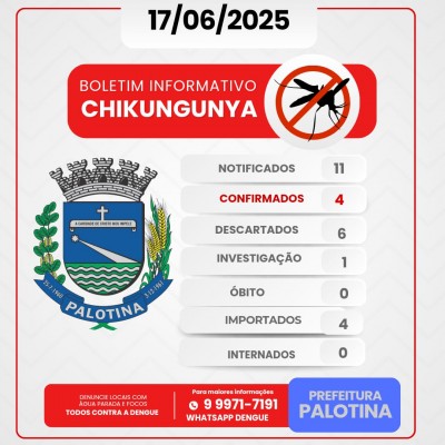 Palotina registra 44 casos confirmados de dengue e quatro de chikungunya em 2025