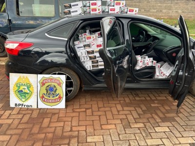 PF e BPFRON apreendem veículo carregado com cigarros na fronteira