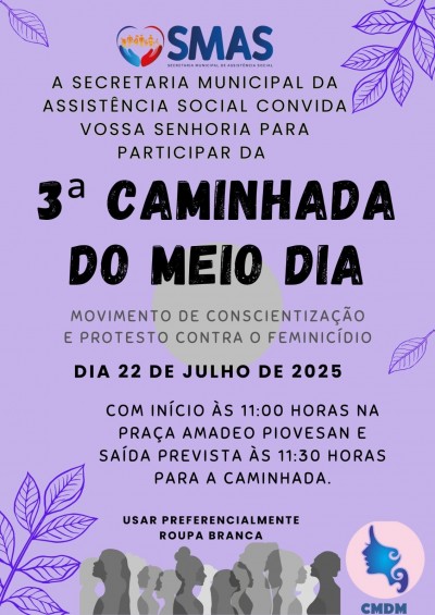 3ª Caminhada do Meio Dia reforça combate ao feminicídio e mobiliza comunidade em ato simbólico