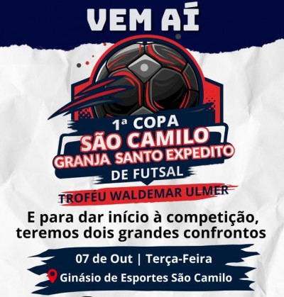 ESPORTE - Distrito de São Camilo retoma tradicional campeonato de futsal com a 1ª Copa São Camilo/Granja Santo Expedito
