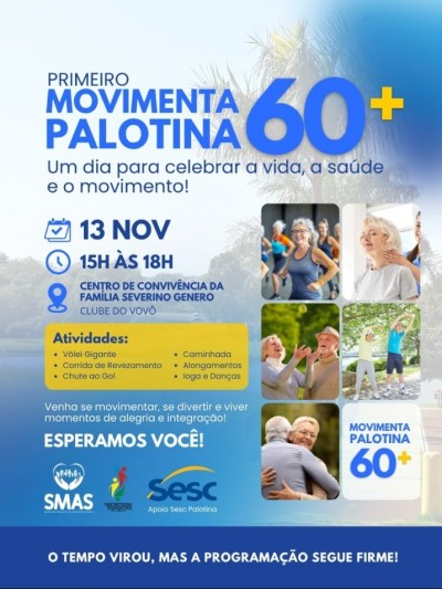 Primeiro Movimenta Palotina 60+ acontece hoje no Clube do Vovô