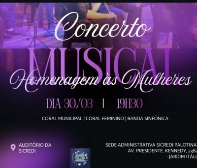Palotina promove Concerto Musical em homenagem às mulheres