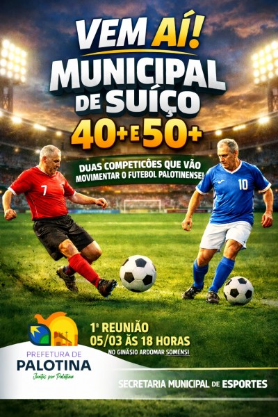 Campeonato Municipal de Suíço 40+ e 50+ terá reunião inicial nesta quarta-feira 