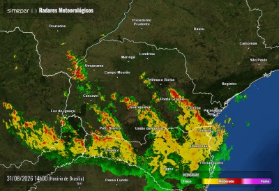 SIMEPAR alerta para risco de temporais e ventos fortes em Palotina nesta segunda-feira