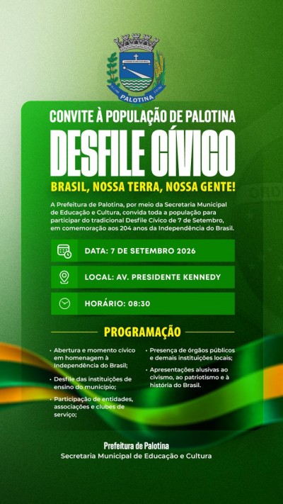 Palotina realiza Desfile Cívico no dia 7 de setembro
