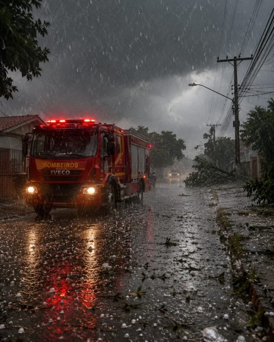 Temporal com granizo causa estragos e mobiliza equipes durante a noite em Palotina