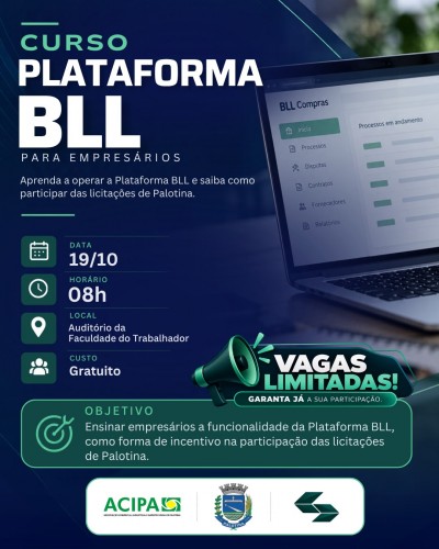 Curso gratuito orienta empresários sobre plataforma BLL e participação em licitações de Palotina