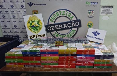 BPFRON E RECEITA FEDERAL APREENDEM VAN CARREGADA COM CONTRABANDO EM FUNDOS FALSOS NA PONTE INTERNACIONAL DA AMIZADE EM FOZ DO IGUAÇU - PR