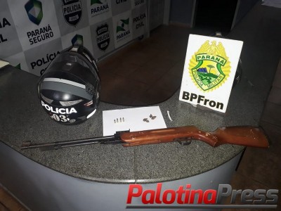 BPFron apreende espingarda de pressão e munições calibre. 22 em Marechal Cândido Rondon - PR durante Operação Fronteira Blindada