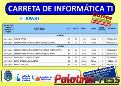 Prefeitura de Palotina oportuniza cursos gratuitos de informática